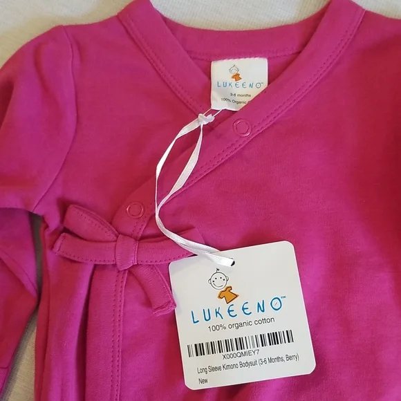 ORGANIC COTTON BABY BODY SUIT SZE 3-6 M IN BERRY - Picture 2 of 9